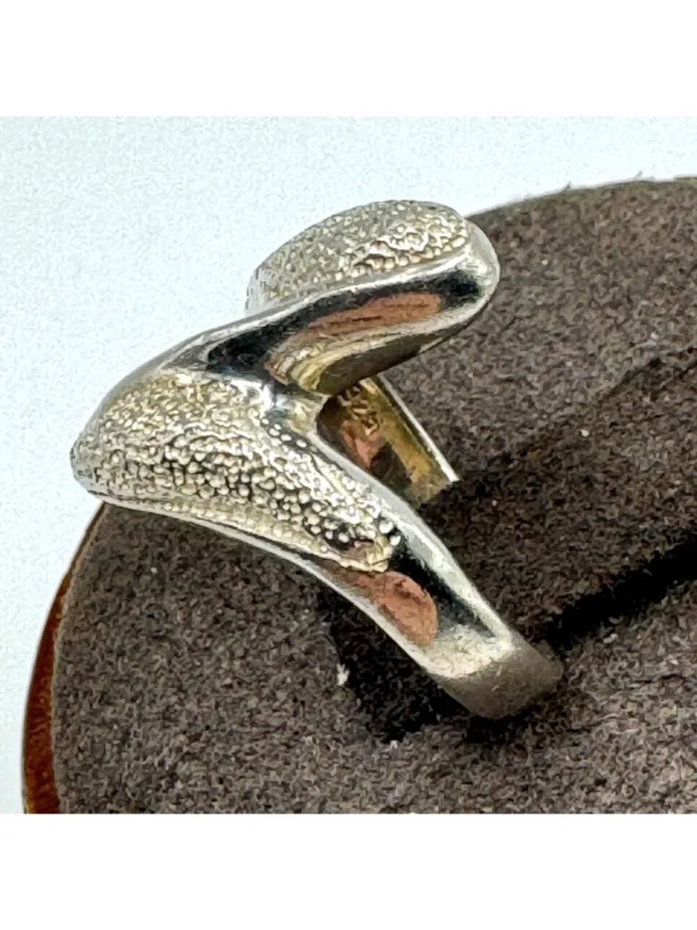 Modernist Textured Twist Design Ring Sterling Silver 925 Size 4.75